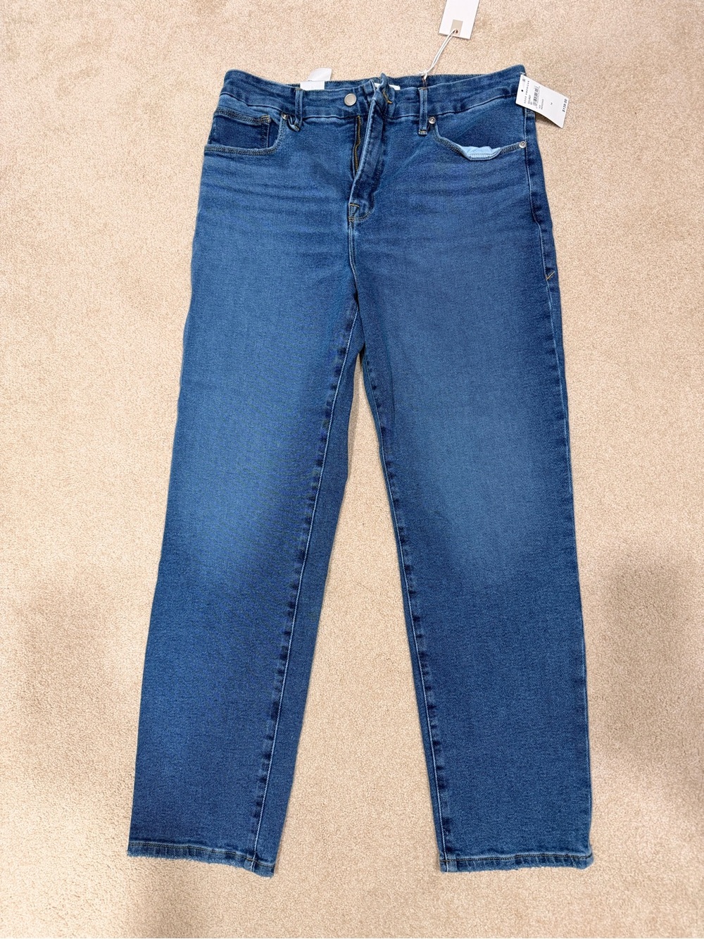 Good American Women’s Classic Straight-Leg Hi-Rise Blue Jeans Size 14/32